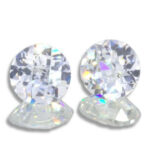 White Cubic Zirconia 8mm Round Checker Top