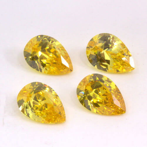 Yellow Cubic Zirconia 10x7mm Pears 4 Pack
