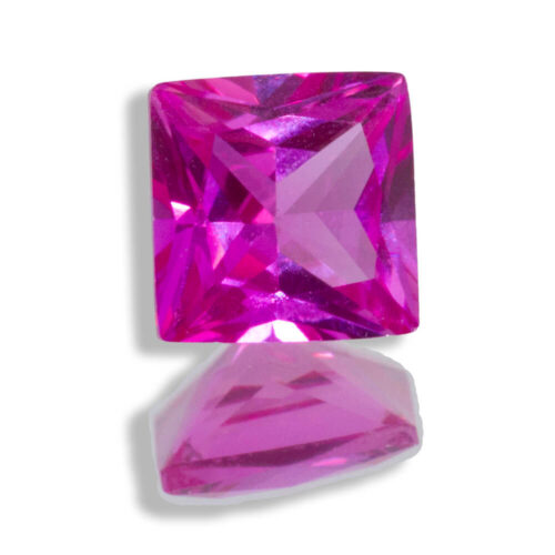 Lab Created Bright Pink Sapphire Princess Cuts