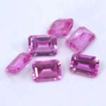 Lab Created Pink Sapphire 8x6mm Emerald Cuts