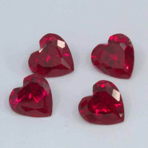 Lab Created Ruby 7mm Hearts 4 Pack Clearance