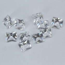 White Lab Sapphire 6mm Princess Cut