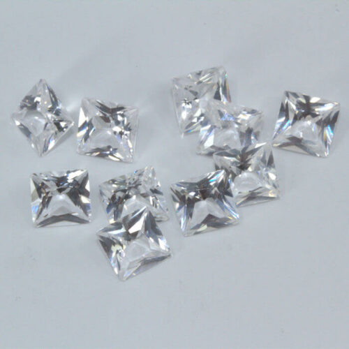White Lab Sapphire 6mm Princess Cut