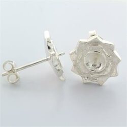 Sterling Silver Flower Design Pearl Earring